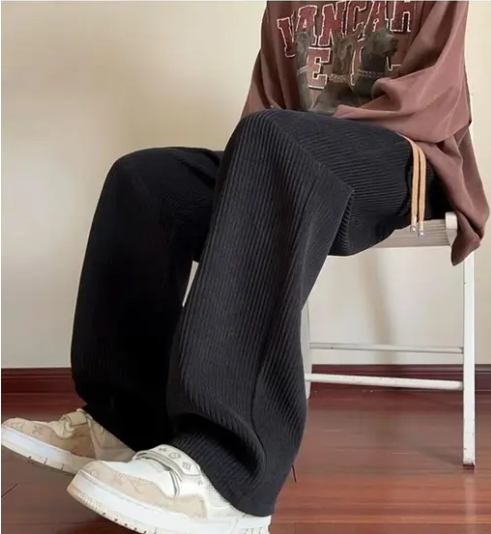 Loose Fit Black Men Trousers