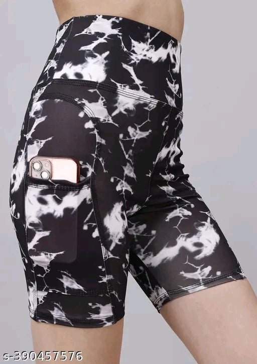 High waist sports activewear shots for women and girls.Use at the Gym/Yoga or Cycling Shorts With Pocket