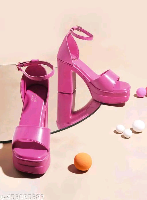 Women's Bold Platform Block Heels with Ankle Strap
