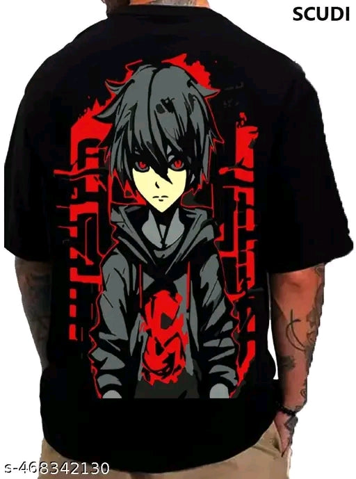 Trendy Black Colour Printed Half-sleeve T-shirts for Men