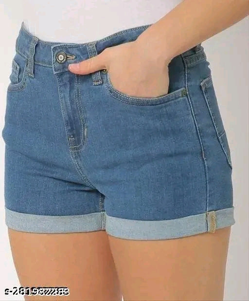 Women Denim Blue Shorts