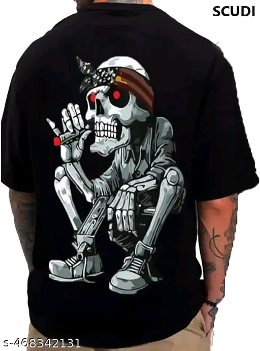 Trendy Black Colour Printed Half-sleeve T-shirts for Men