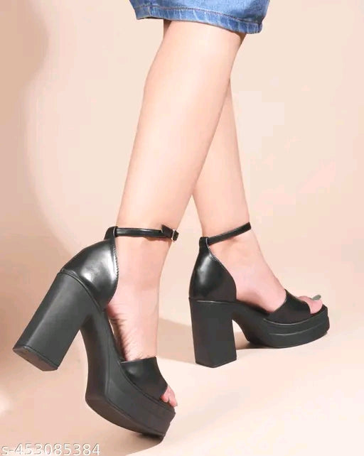 Women's Bold Platform Block Heels with Ankle Strap