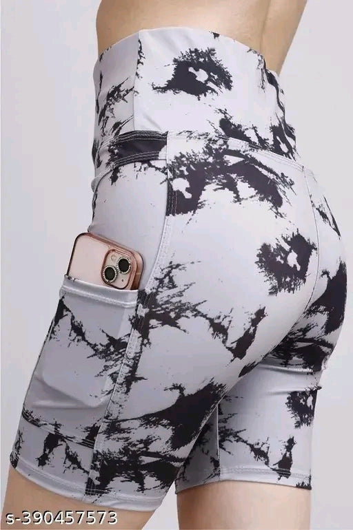 High waist sports activewear shots for women and girls.Use at the Gym/Yoga or Cycling Shorts With Pocket