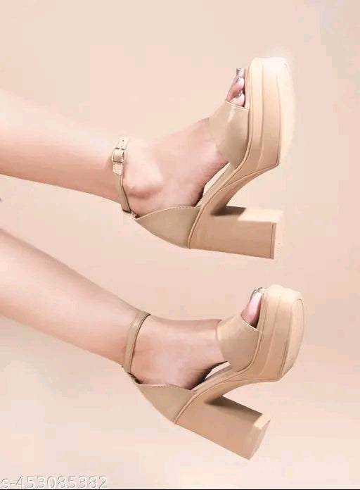 Women's Bold Platform Block Heels with Ankle Strap