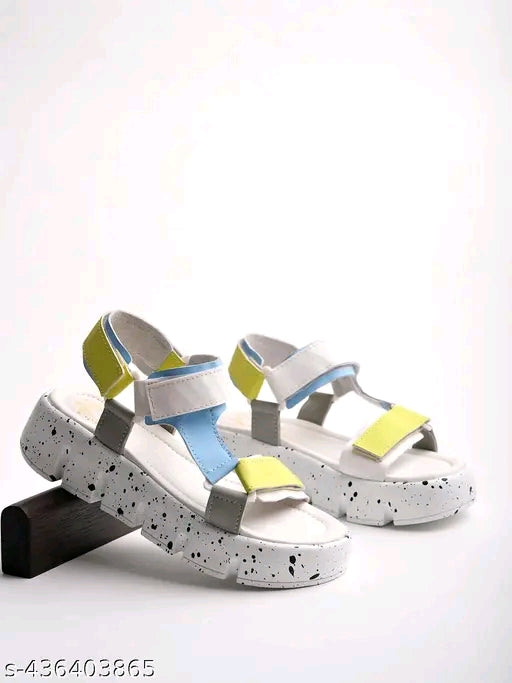 Shoetopia Fashion & Comfortable Casual White Sandals For Women & Girls