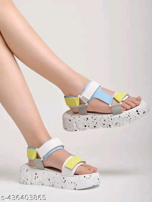 Shoetopia Fashion & Comfortable Casual White Sandals For Women & Girls