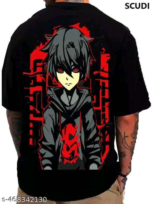 Trendy Black Colour Printed Half-sleeve T-shirts for Men